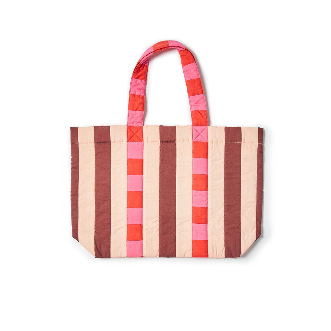 Bonnie & Neil Quilted Stripe Pink Cerise Tote Bag