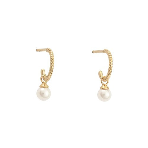 Tiny Pearl Hoops (18K Gold Plated) Ampersand