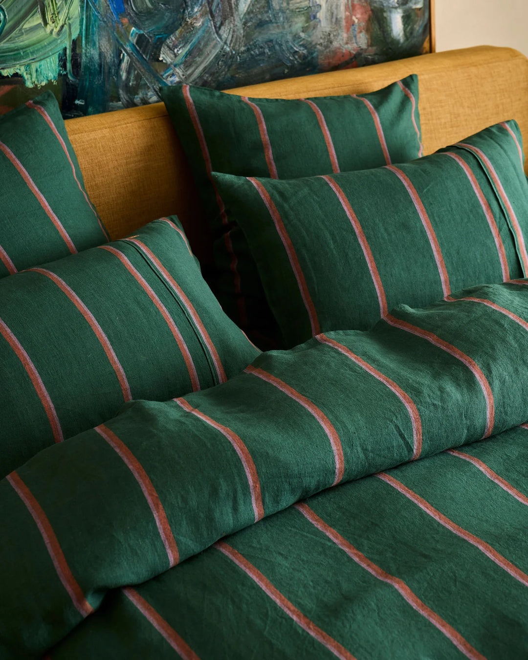 Kip & Co Wakame Crush Stripe Linen Pillowcases
