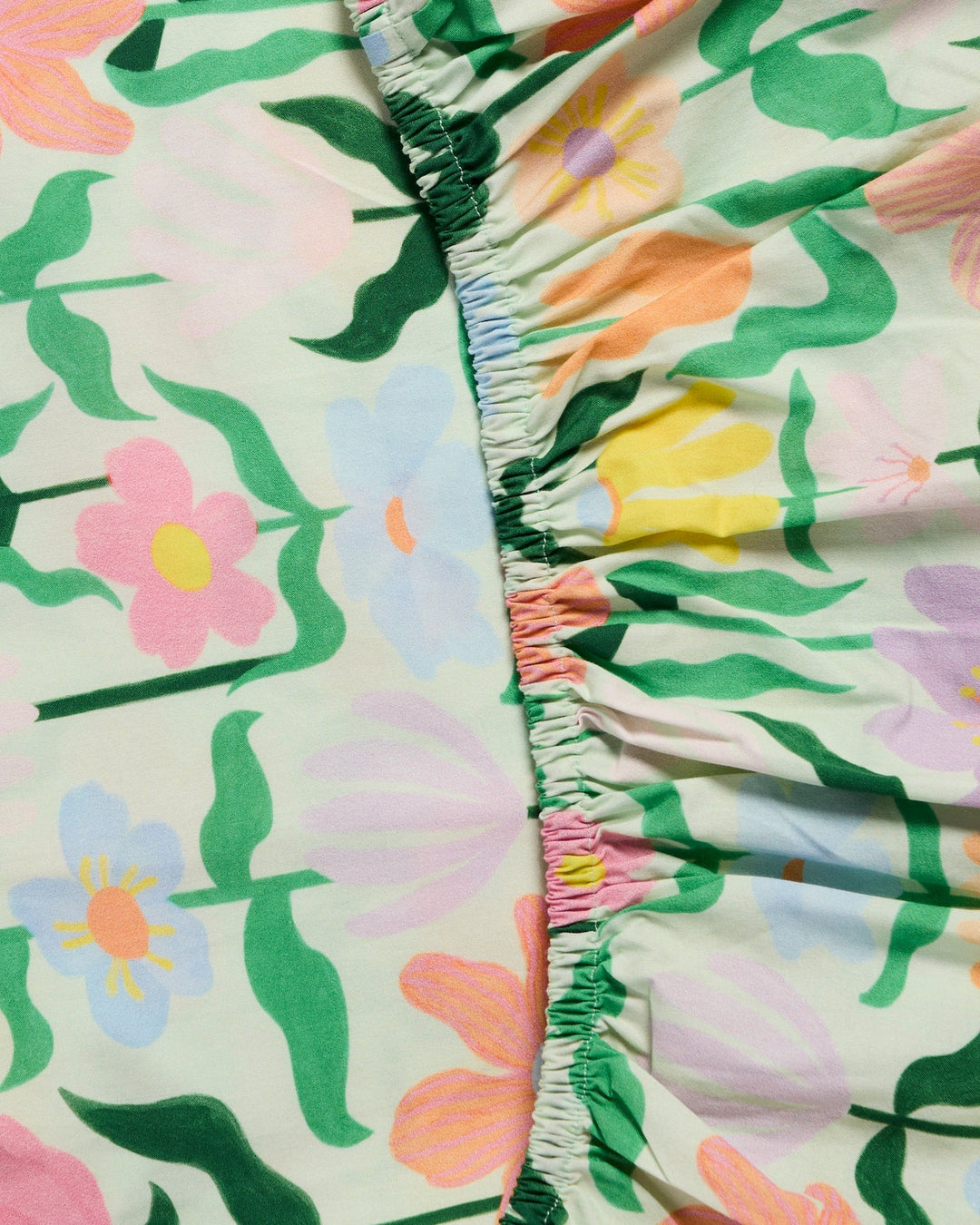 Kip & Co Popping Flowers Green Organic Cotton Baby Fitted Sheet