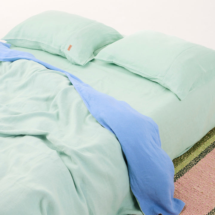 Kip & Co Vista Jade Linen Fitted Sheet