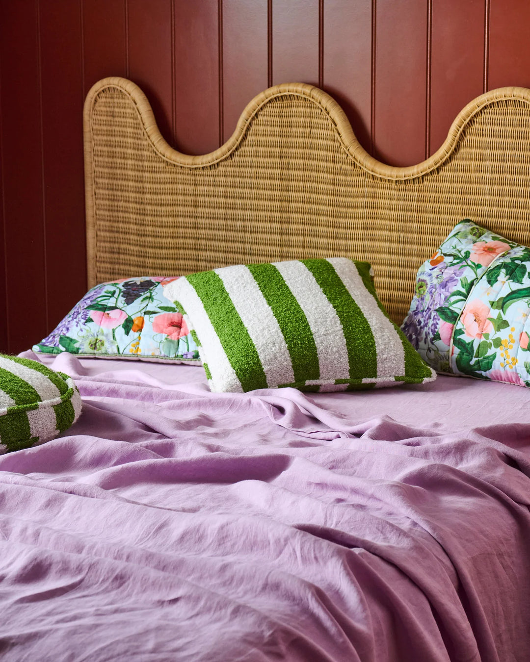 Kip & Co Moss Stripe Square Boucle Cushion