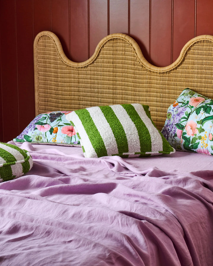 Kip & Co Moss Stripe Square Boucle Cushion