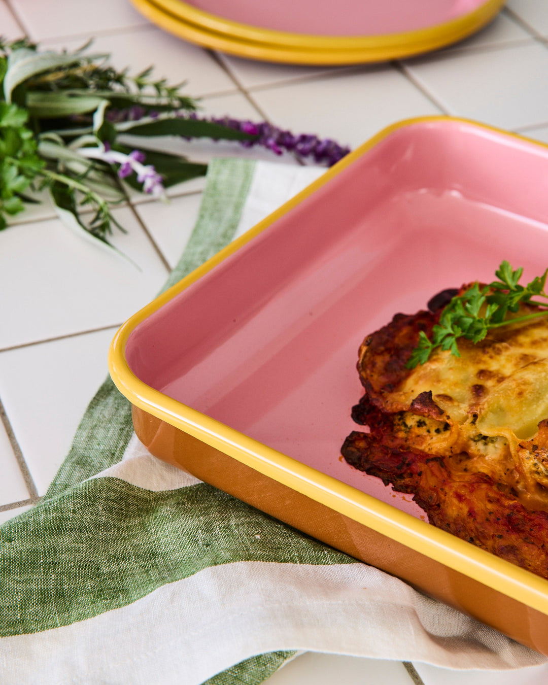 Kip & Co Blushing Meadow Enamel Roasting Tray