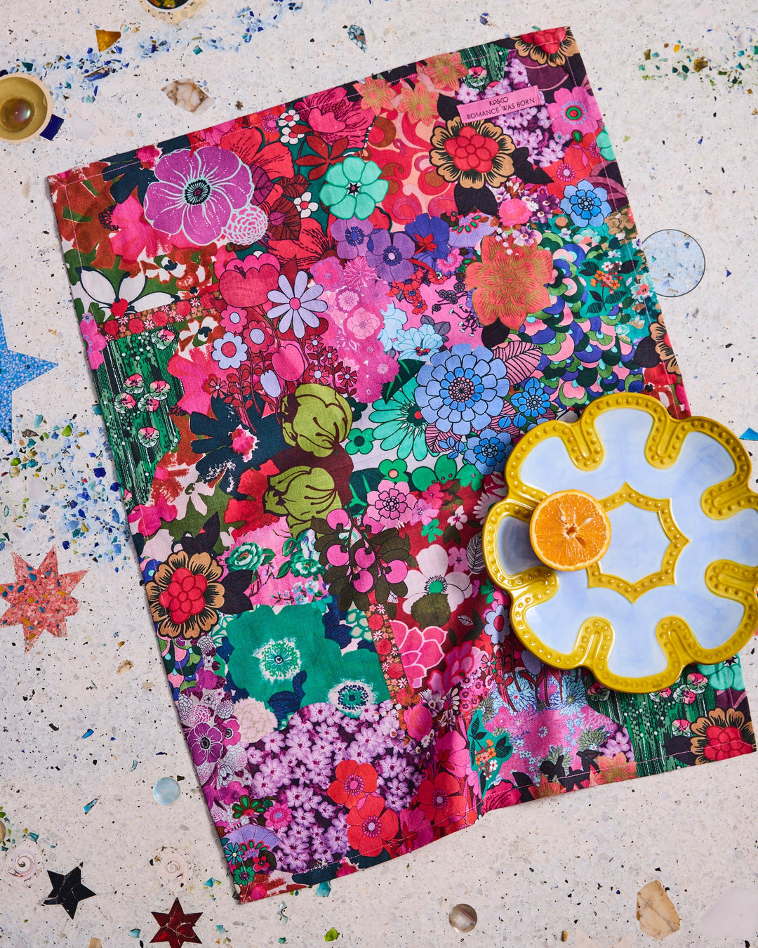 Kip & Co x Romance Was Born Flower Power Pink Tea Towel