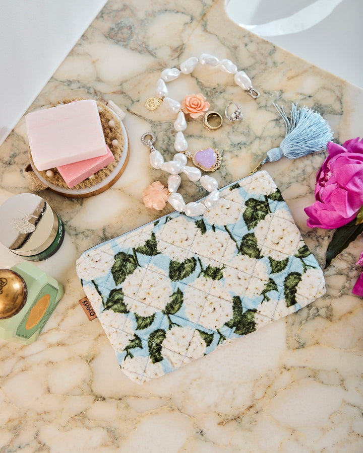 Kip & Co Hydrangea Blue Velvet Cosmetics Purse