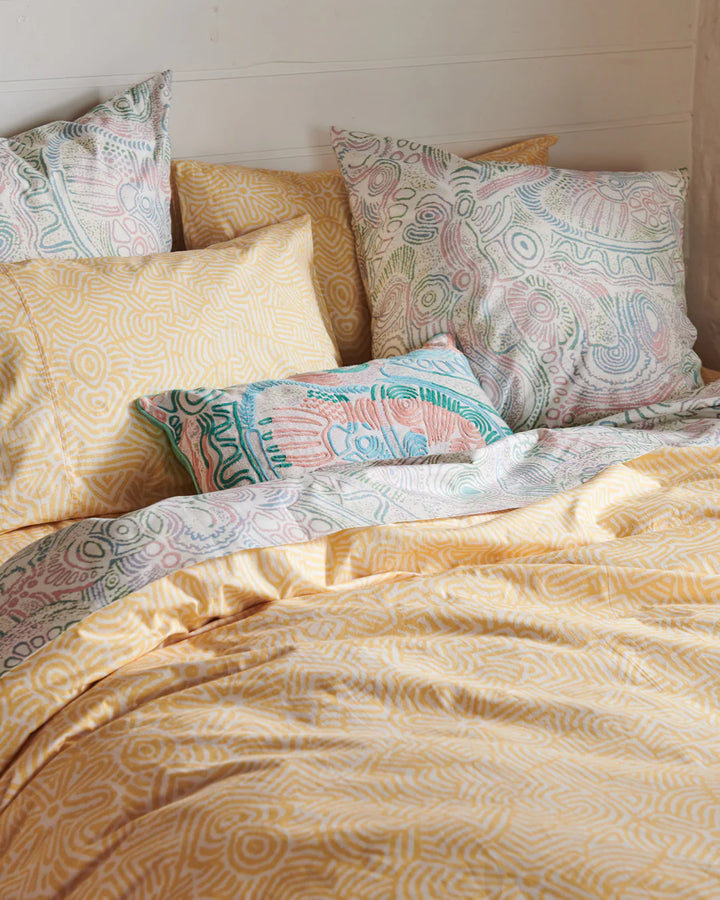 Kip & Co Kalaya Tjukurpa Straw Organic Cotton European Pillowcases