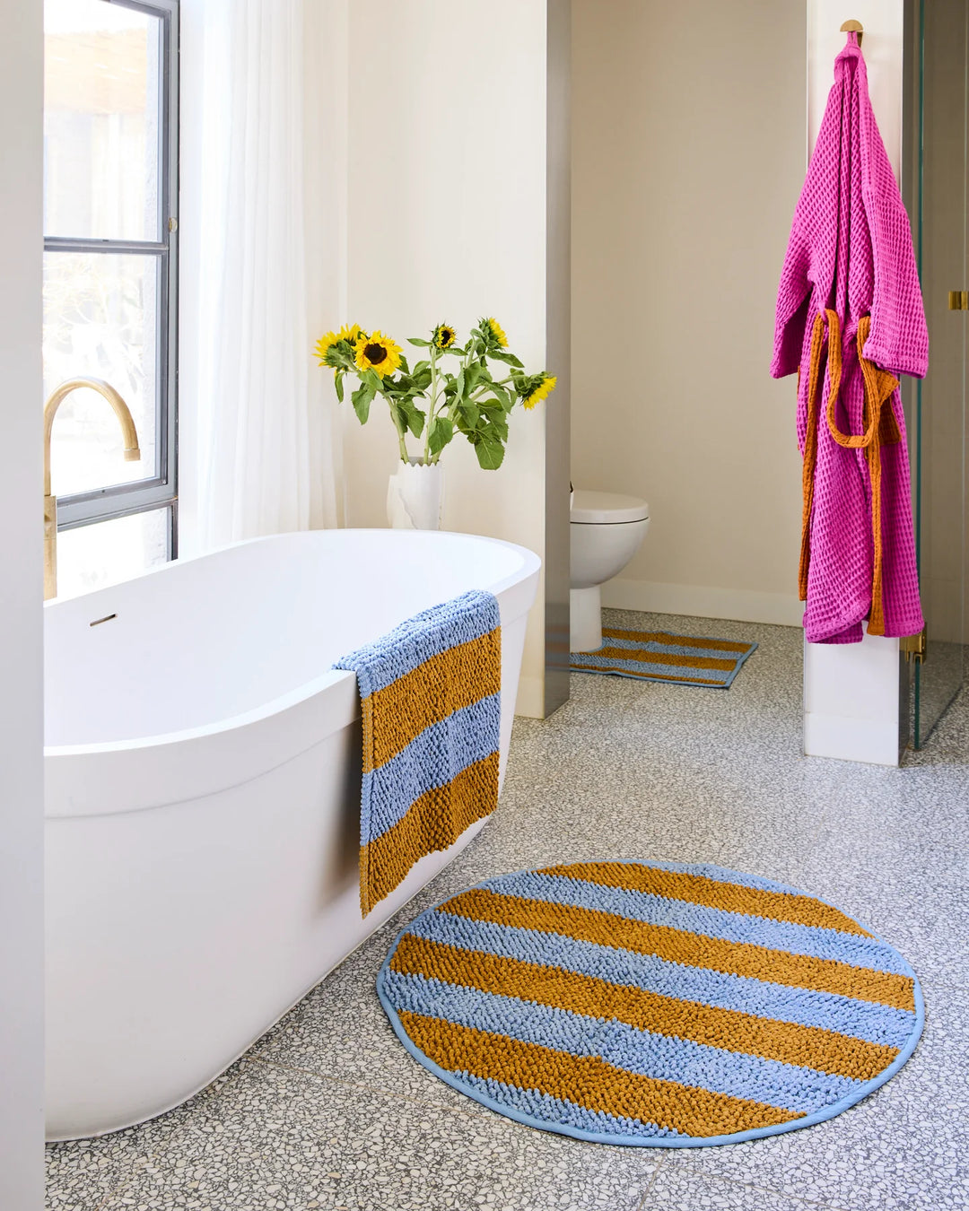 Kip & Co Como Stripe Round Bath Mat