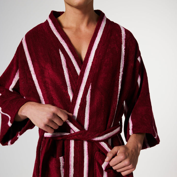 Kip & Co Ruby Rose Stripe Bamboo Terry Bath Robe