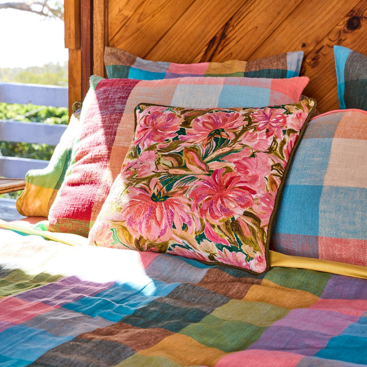 Kip & Co Warm Floral Breeze Embroidered Cushion
