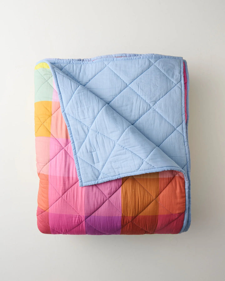 Kip & Co Ponza Tartan Organic Cotton Quilted Bedspread