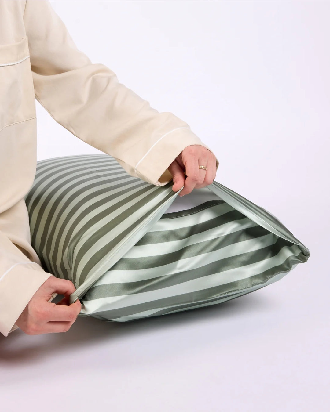 Hommey Silk Pillowcase - Wasabi Stripes