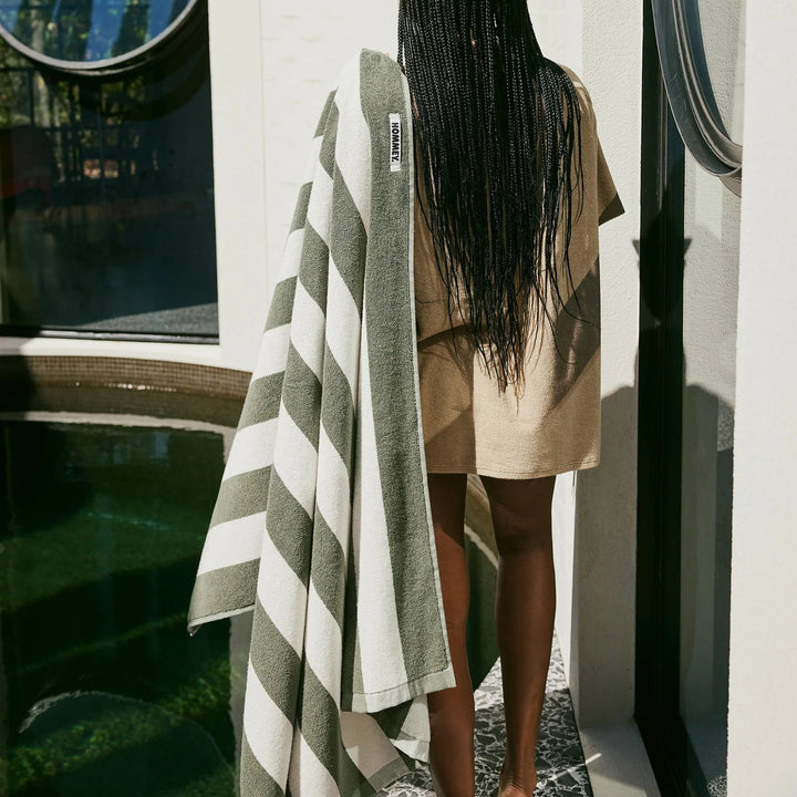 Hommey Beach Towel - Matcha Stripes