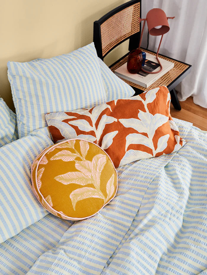 Mosey Me Butter Blue Seersucker Fitted Sheet