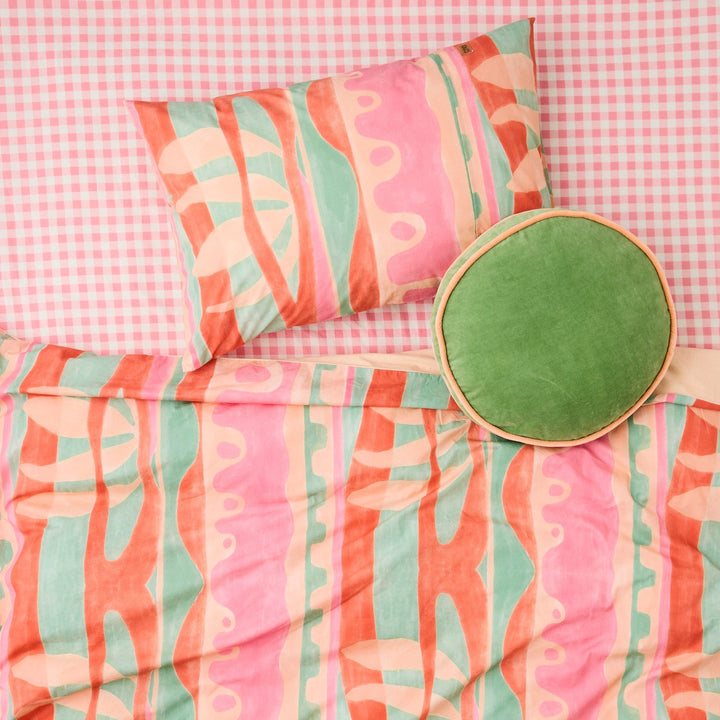Kip & Co Pesto Velvet Pea Cushion