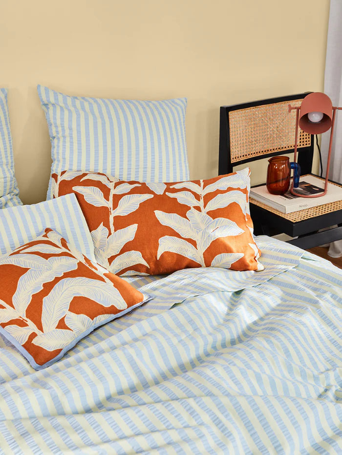 Mosey Me Butter Blue Seersucker Euro Pillowcase Set