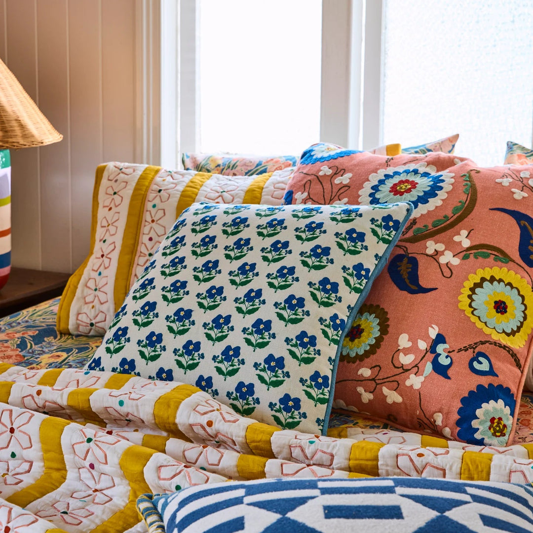 Kip & Co x Anna Spiro Indian Summer White Embroidered Cushion