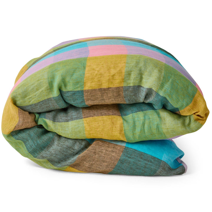 Kip & Co Sorbet Tartan Linen Quilt Cover