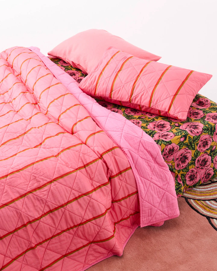 Kip & Co Wategos Soiree Stripe Organic Cotton Quilted Bedspread
