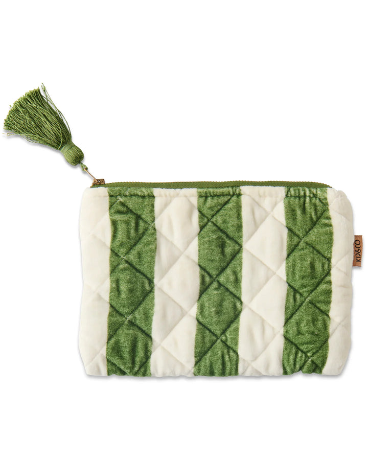 Kip & Co Moss Stripe Velvet Cosmetics Purse