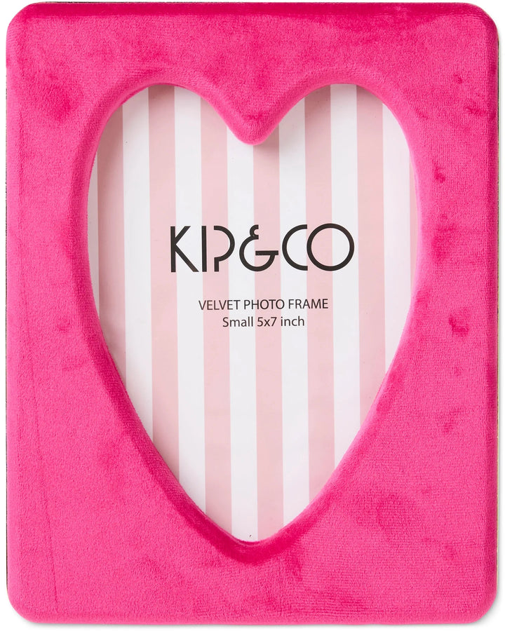 Kip & Co Desert Pink Heart Velvet Photo Frame