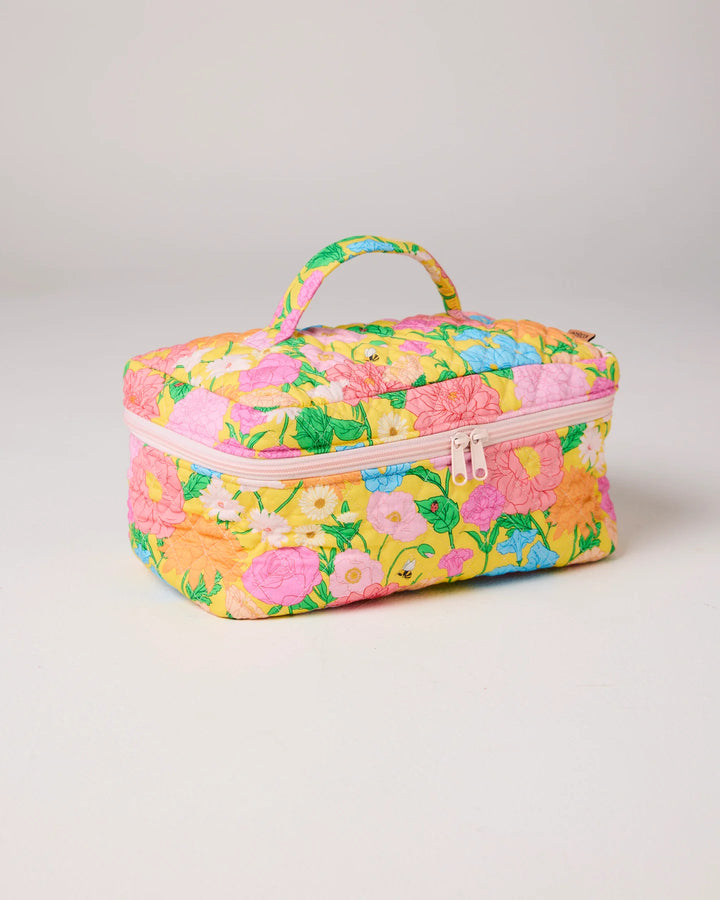 Kip & Co Follow The Sun Yellow Quilted Cotton Toiletry Case