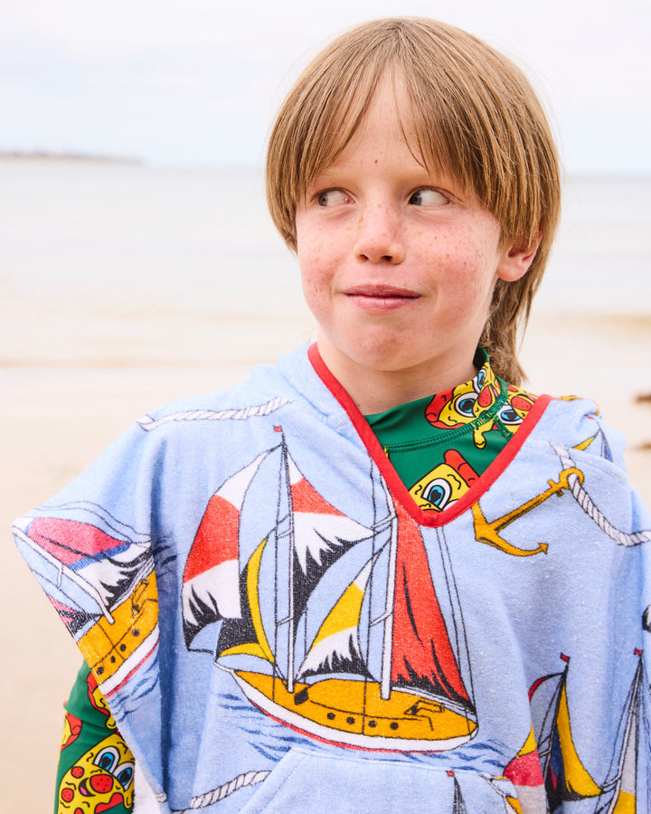 Kip & Co Hey Sailor Printed Kids Terry Poncho