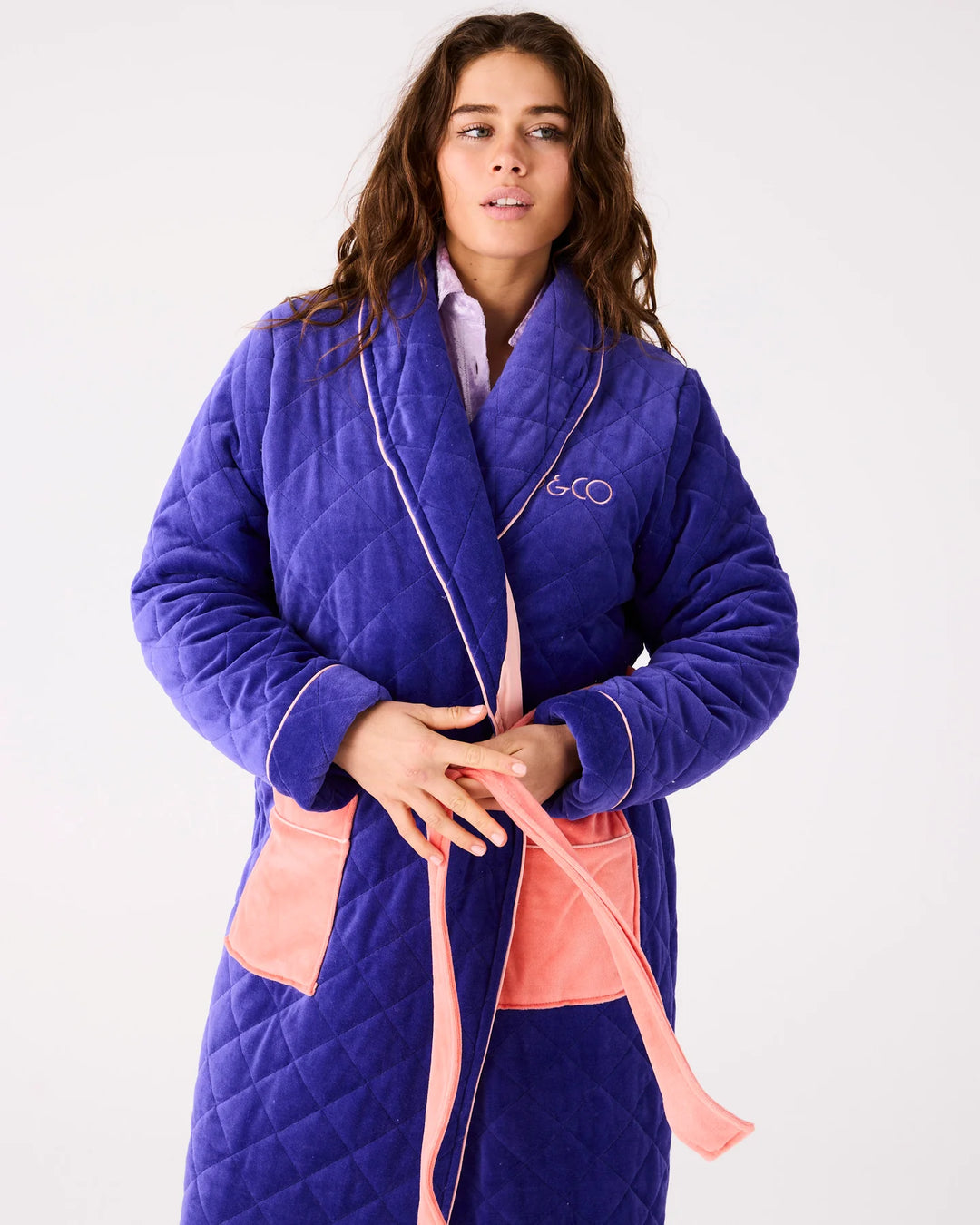 Kip & Co Mulberry Pie Quilted Velvet Robe
