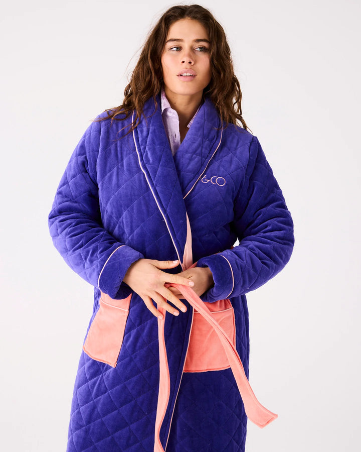 Kip & Co Mulberry Pie Quilted Velvet Robe