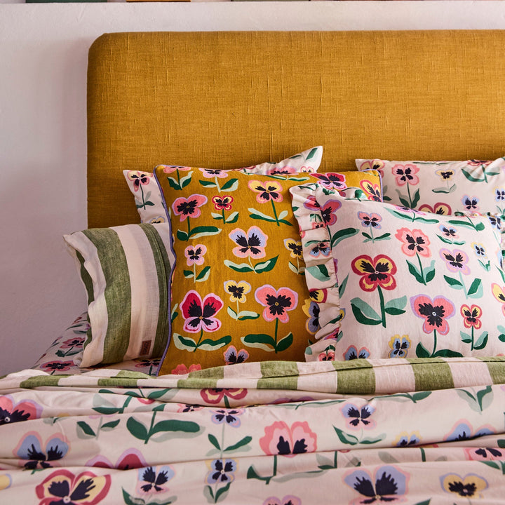 Kip & Co Pretty Pansy Gold Upholstery Cushion