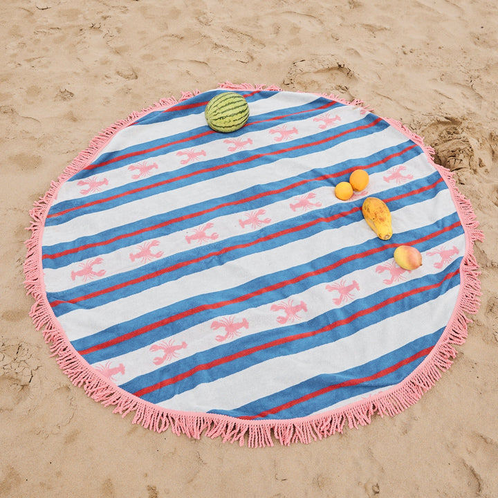 Kip & Co Lobster Fan Club Terry Round Beach Towel