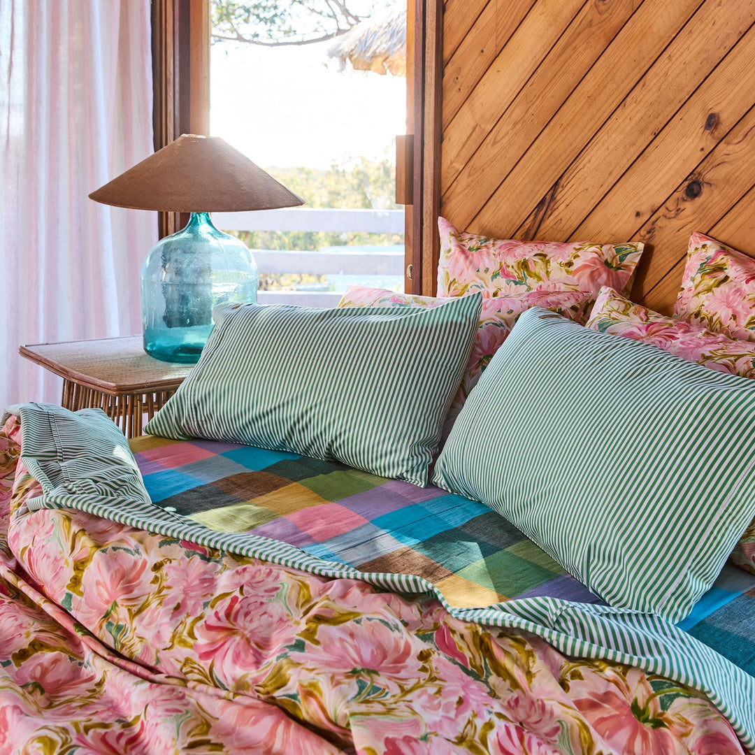 Kip & Co Sorbet Tartan Linen Fitted Sheet
