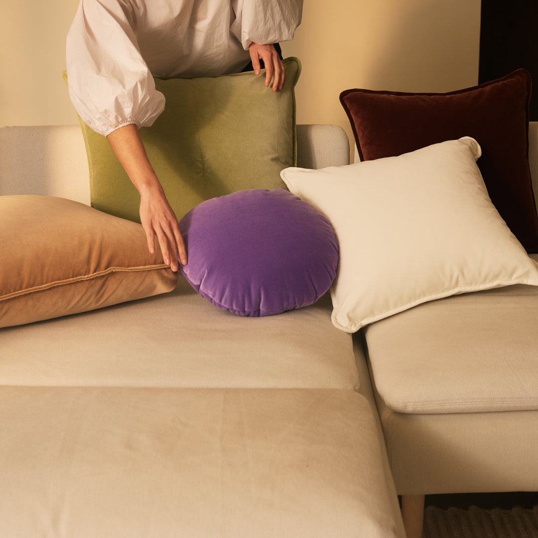 Hommey Junior Velvet Round Cushion - Grape