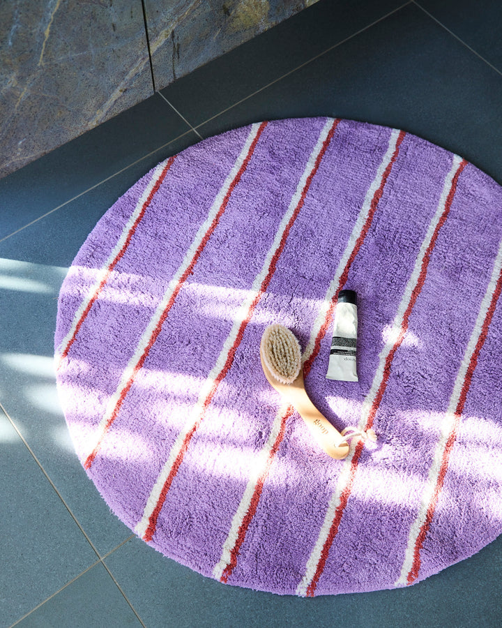 Kip & Co Lavender Field Stripe Bamboo Round Bath Mat