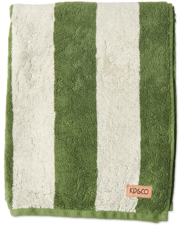 Kip & Co Moss Stripe Terry Bath Sheet / Beach Towel