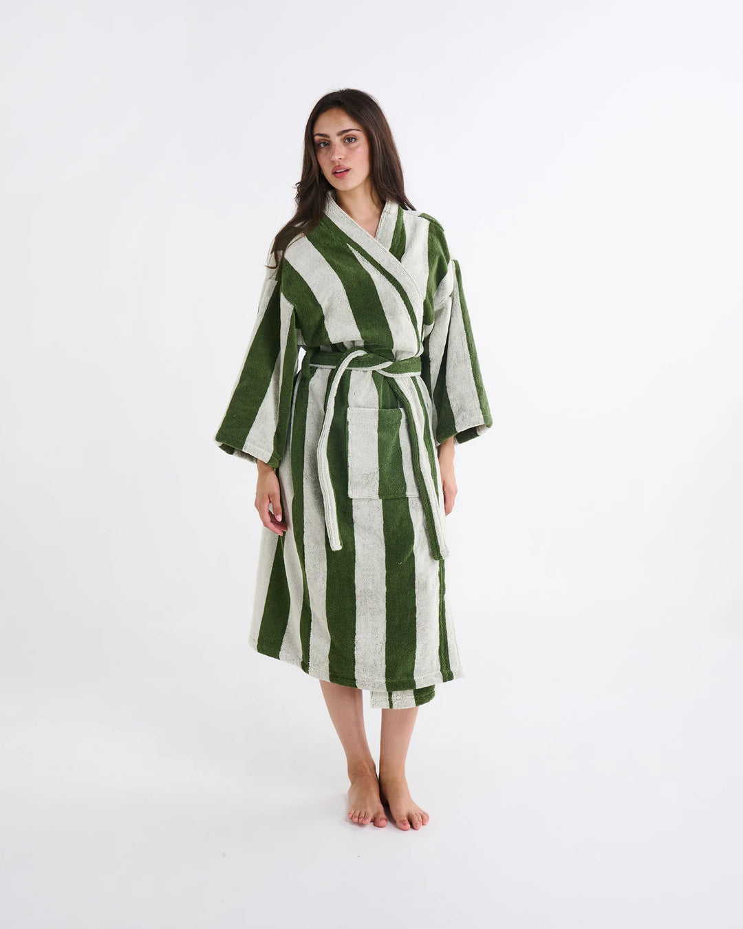 Kip & Co Moss Stripe Terry Bath Robe