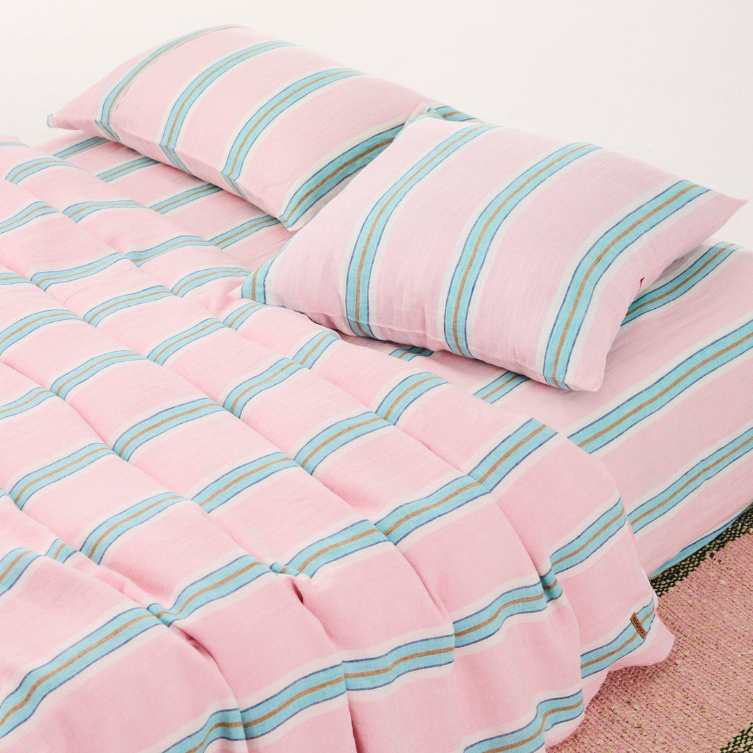 Kip & Co Tickled Pink Stripe Linen European Pillowcases
