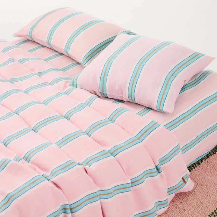 Kip & Co Tickled Pink Stripe Linen European Pillowcases