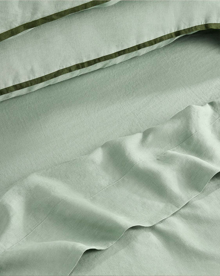 Hommey Linen Fitted Sheet - Spearmint