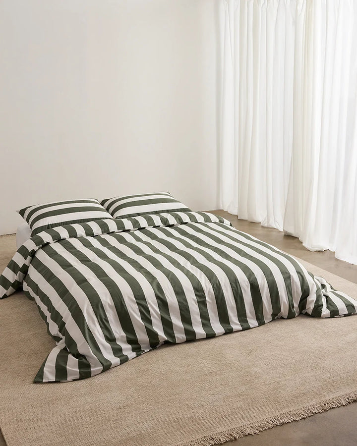 Hommey Quilt Cover - Matcha Stripes