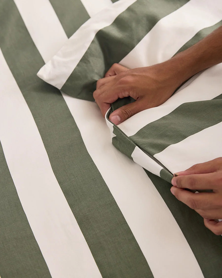 Hommey Quilt Cover - Matcha Stripes