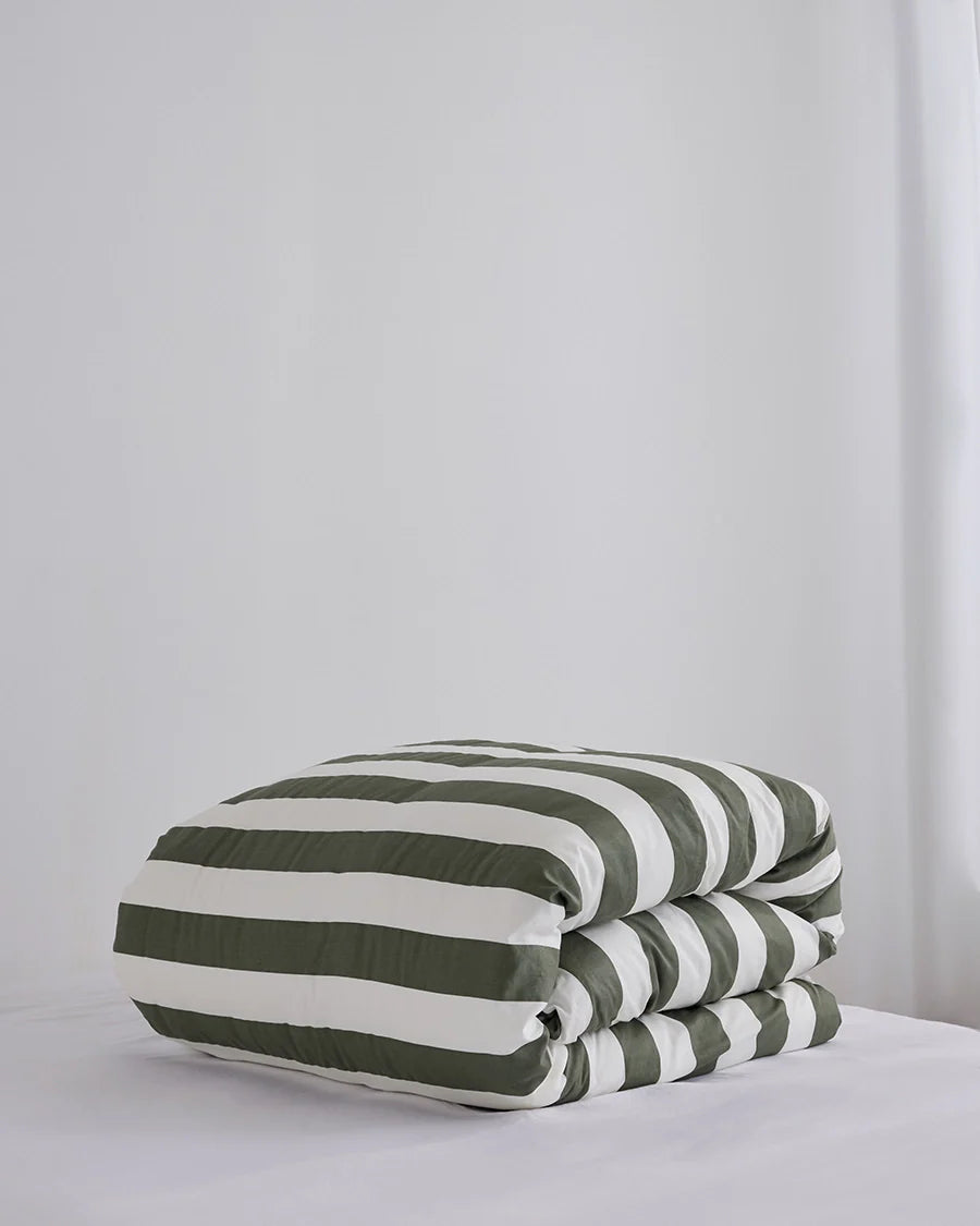 Hommey Quilt Cover - Matcha Stripes
