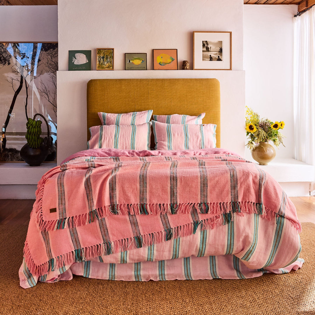 Kip & Co Tickled Pink Stripe Woven Throw