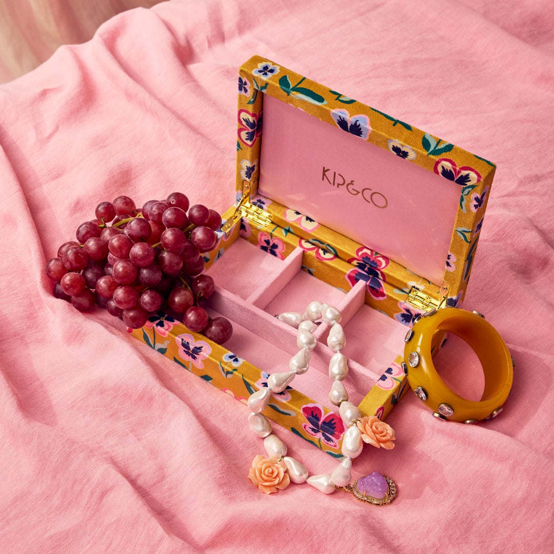 Kip & Co Pretty Pansy Travel  Velvet Jewellery Box Small