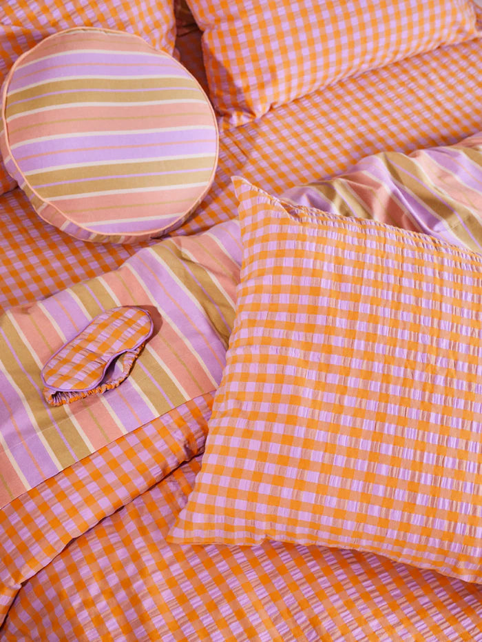 Mosey Me Kumquat Bloom Seersucker Euro Pillowcase Set