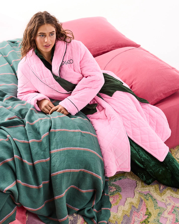 Kip & Co Candy Pine Quilted Velvet Robe