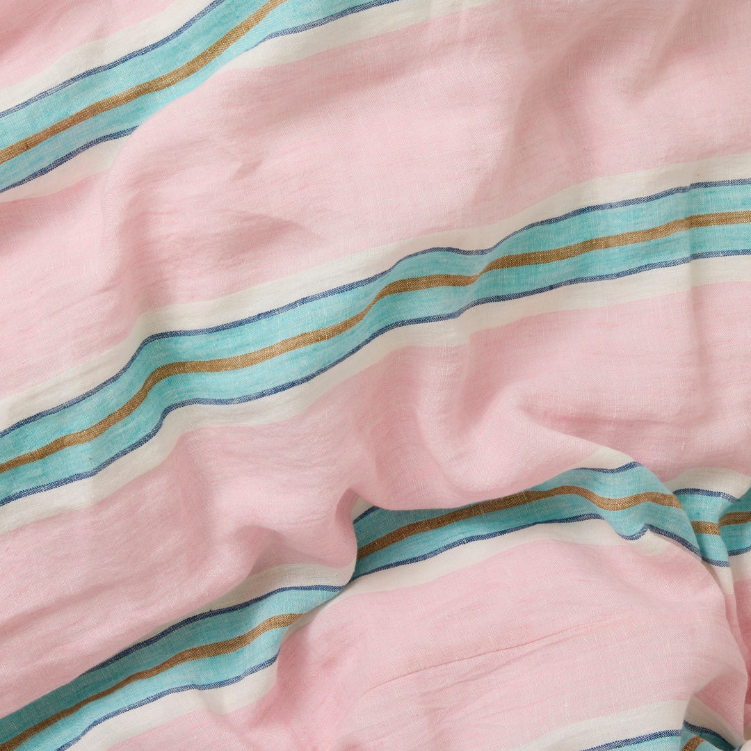 Kip & Co Tickled Pink Stripe Linen Fitted Sheet