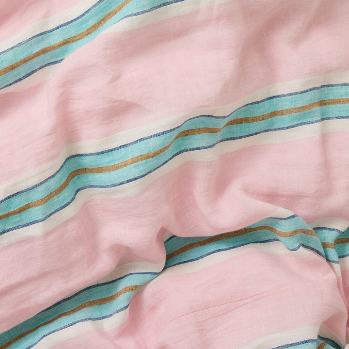 Kip & Co Tickled Pink Stripe Linen Fitted Sheet