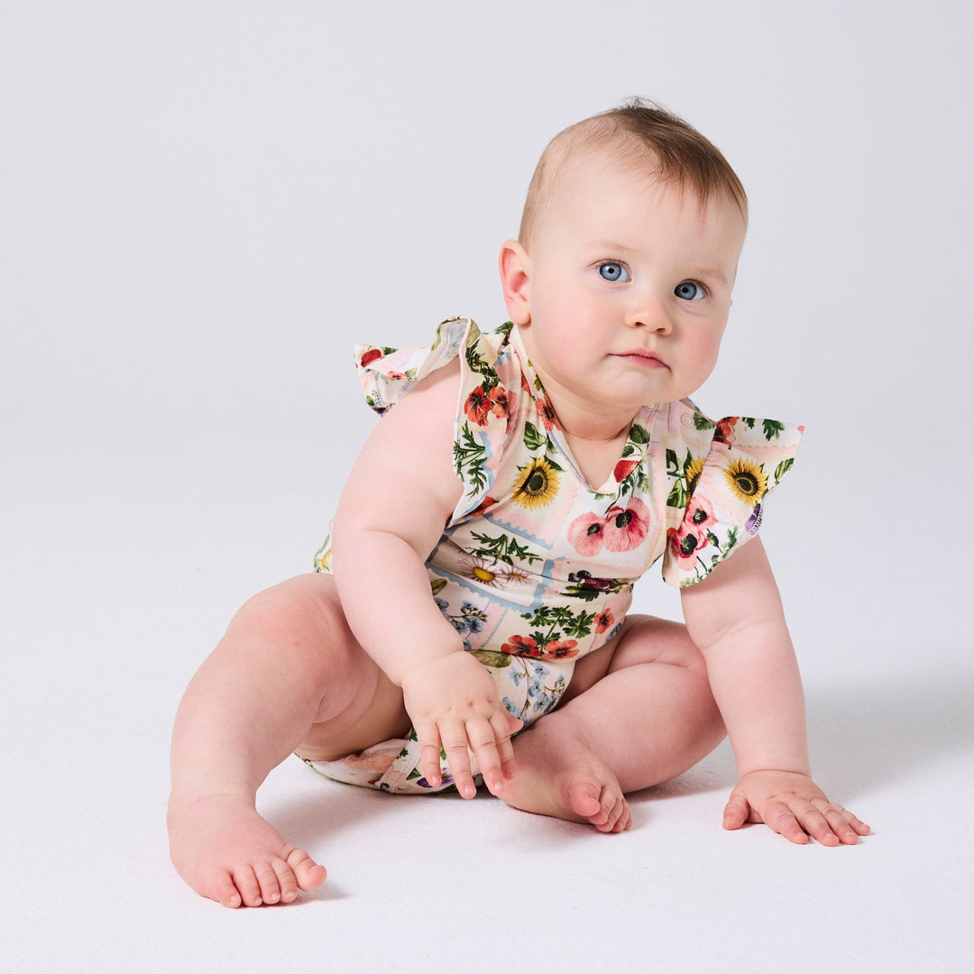 Kip & Co Sweet Life Organic Short Sleeve Frill Romper
