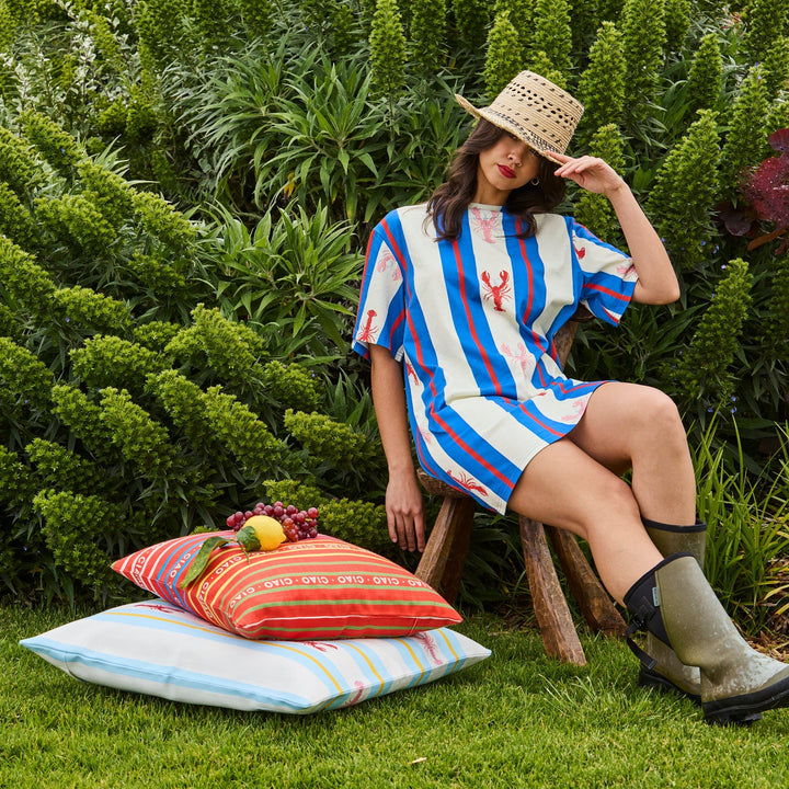 Kip & Co Lobster Fan Club Outdoor Cushion